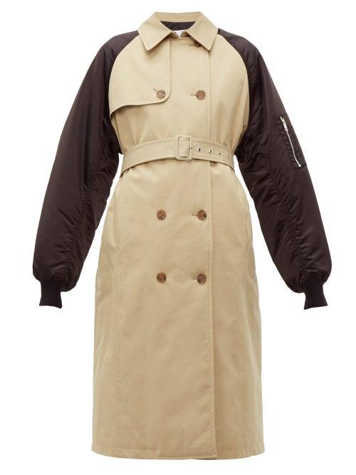 Matchesfashion.com Msgm - Techincal Sleeve Cotton Gabardine Trench Coat - Womens - Beige