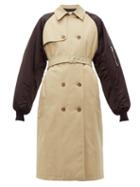 Matchesfashion.com Msgm - Techincal Sleeve Cotton Gabardine Trench Coat - Womens - Beige