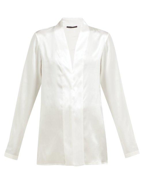 Matchesfashion.com Haider Ackermann - Dali Shawl Collar Silk Blouse - Womens - Ivory