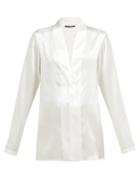 Matchesfashion.com Haider Ackermann - Dali Shawl Collar Silk Blouse - Womens - Ivory