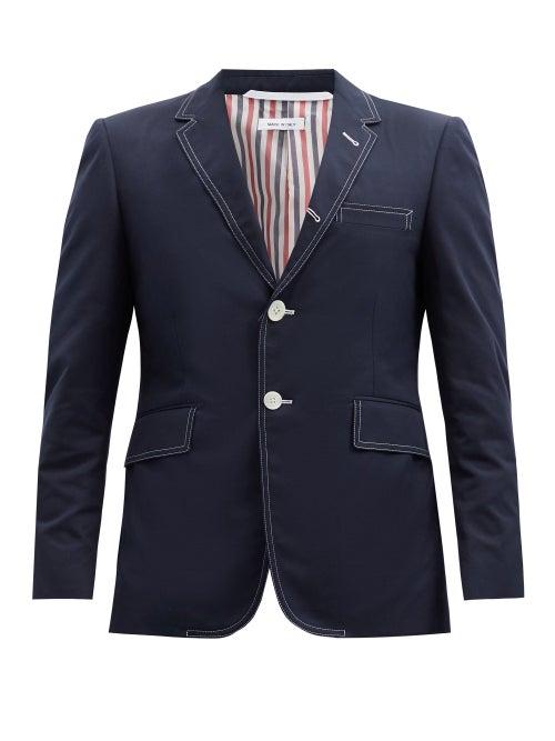 Matchesfashion.com Thom Browne - Topstitched Twill Blazer - Mens - Navy