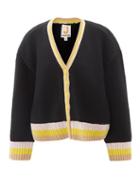 Joostricot - Smiley Stripe-trim Knitted Cardigan - Womens - Black