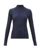Matchesfashion.com Acne Studios - Katina High-neck Ribbed Sweater - Womens - Navy