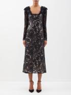 Giambattista Valli - Sequin-embroidered Tulle Midi Dress - Womens - Black