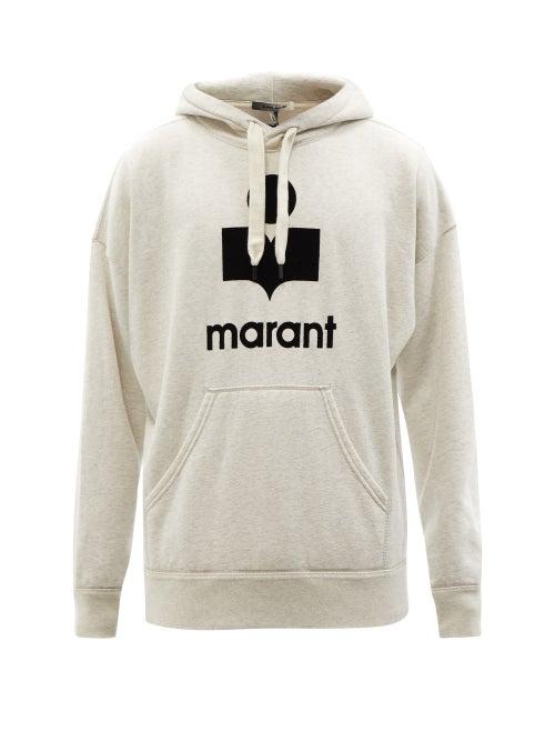 Isabel Marant - Miley Flocked-logo Cotton-blend Hooded Sweatshirt - Mens - Cream