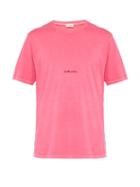 Matchesfashion.com Saint Laurent - Logo Print Cotton Jersey T Shirt - Mens - Pink