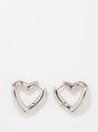 Balenciaga - Heart Logo-engraved Hoop Earrings - Womens - Silver