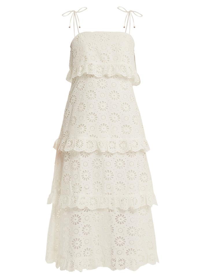 Zimmermann Lunmino Daisy-embroidered Cotton Dress