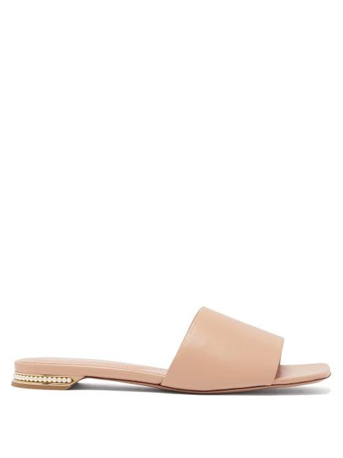 Matchesfashion.com Nicholas Kirkwood - Casati Pearl Encrusted Leather Slides - Womens - Nude