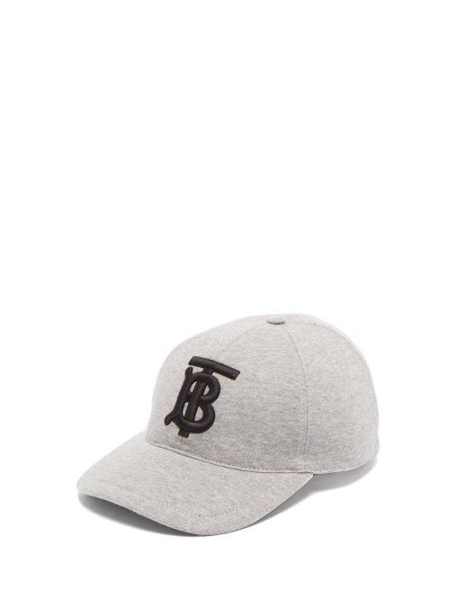 Matchesfashion.com Burberry - Embroidered Monogram Cotton Jersey Cap - Mens - Grey