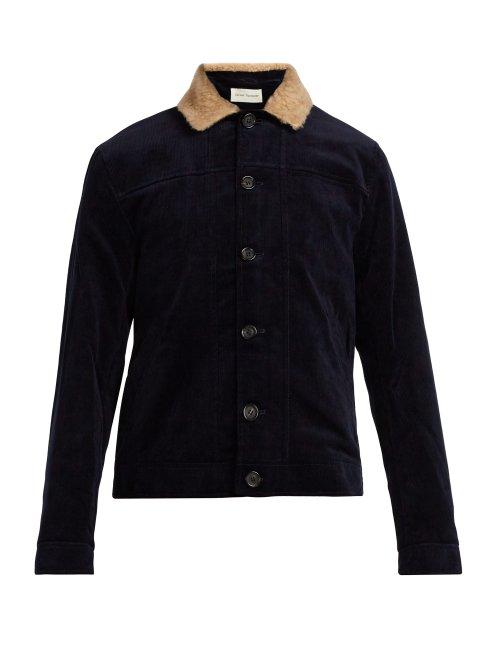 Matchesfashion.com Oliver Spencer - Buffalo Corduroy Shearling Trimmed Jacket - Mens - Navy