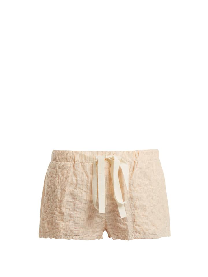 Loup Charmant Drawstring-waist Striped Cotton Shorts