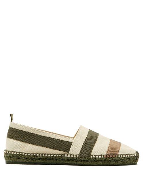 Matchesfashion.com Castaer - Perseo Striped Canvas Espadrilles - Mens - Khaki Multi