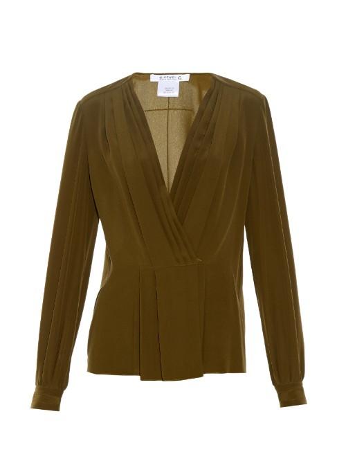 Givenchy Pleated-front Silk-crepe Blouse