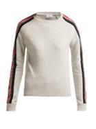 Matchesfashion.com Allude - Intarsia Stripe Wool Blend Sweater - Womens - Grey Multi