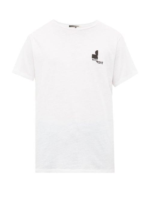 Matchesfashion.com Isabel Marant - Zafferh Logo Print Cotton T Shirt - Mens - White