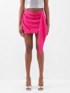 Gauge81 - Himeji Draped Silk-satin Mini Skirt - Womens - Pink