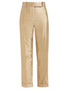 Matchesfashion.com Haider Ackermann - Blackpool Polka Dot Silk Blend Jacquard Trousers - Womens - Beige White