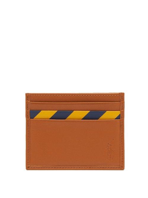 Matchesfashion.com Polo Ralph Lauren - Striped Leather Cardholder - Mens - Tan