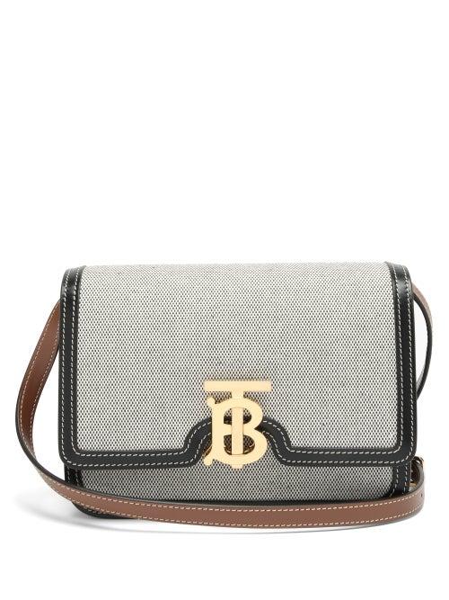 Matchesfashion.com Burberry - Tb Mini Canvas And Leather Cross-body Bag - Womens - Black Multi