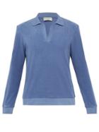 Matchesfashion.com Ditions M.r - James Terry Cloth Cotton Blend Polo Shirt - Mens - Blue