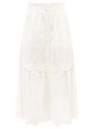 Sea - Vienne Broderie-anglaise Cotton Skirt - Womens - White