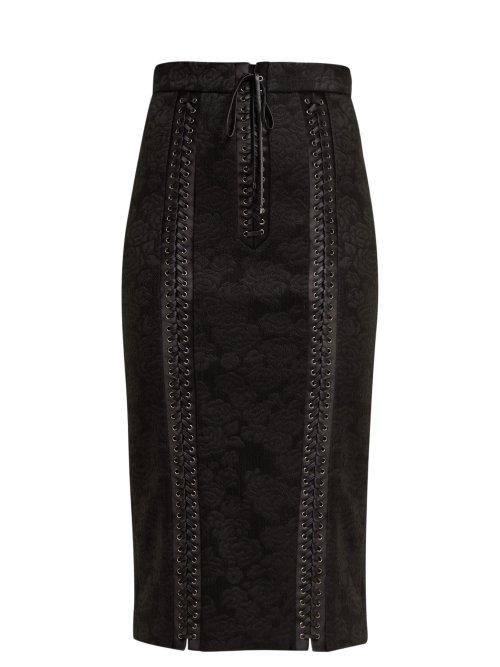Matchesfashion.com Dolce & Gabbana - Jacquard Floral Pencil Skirt - Womens - Black