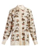 Matchesfashion.com Bottega Veneta - Hawaiian Print Twill Shirt - Womens - Ivory Multi