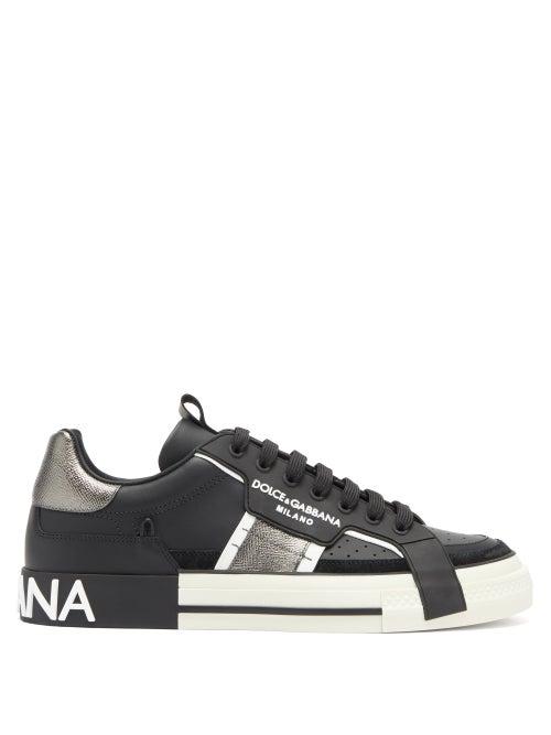 Matchesfashion.com Dolce & Gabbana - Logo-embossed Leather Trainers - Mens - Black White