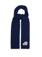 Matchesfashion.com Moncler - Logo Patch Wool Blend Ribbed Scarf - Mens - Blue