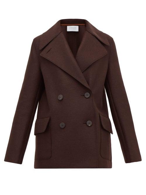 Matchesfashion.com Harris Wharf London - Pressed Virgin Wool Felt Peacoat - Womens - Dark Brown