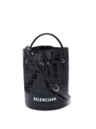 Matchesfashion.com Balenciaga - Everyday Crocodile-effect Leather Bucket Bag - Womens - Black