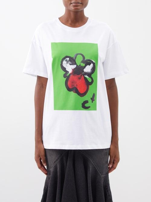 Christopher Kane - Floral-print Organic-cotton T-shirt - Womens - White Green