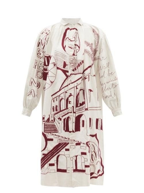 Kilometre Paris - Cavalleria Upcycled Cotton-poplin Shirt Dress - Womens - White