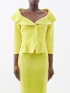 Norma Kamali - Single-breasted Off-the-shoulder Velvet Jacket - Womens - Yellow