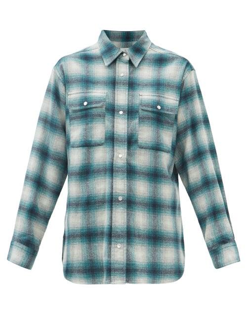 Isabel Marant Toile - Marcelia Wool-blend Flannel Shirt - Womens - Green White