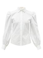 Matchesfashion.com Brock Collection - Puff-sleeved Cotton-blend Blouse - Womens - White