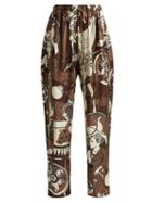 Matchesfashion.com Edward Crutchley - Printed Silk Wide Leg Trousers - Womens - Brown Multi