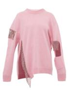 Matchesfashion.com Christopher Kane - Crystal Fringed Wool Sweater - Womens - Light Pink