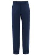 Matchesfashion.com Balenciaga - Logo-embroidered Stretch-gabardine Trousers - Mens - Blue