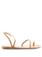 Ancient Greek Sandals - Eleftheria Pearl-embellished Leather Sandals - Womens - Tan