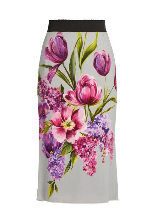 Dolce & Gabbana Floral-print Cady Midi Skirt