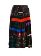 Matchesfashion.com Chopova Lowena - Hand Embroidered Panelled Pleated Wool Skirt - Womens - Black Multi