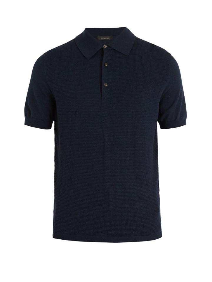 Ermenegildo Zegna Contrast-panel Wool And Cotton-blend Polo Shirt