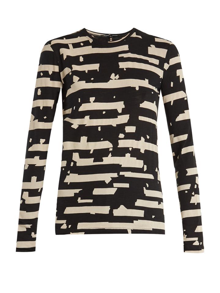 Proenza Schouler Tape-print Long-sleeved Cotton T-shirt