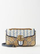 Gucci - Gg Marmont 2.0 Faux-raffia Shoulder Bag - Womens - Blue Beige