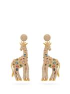 Matchesfashion.com Begum Khan - Petite Giraffe 24kt Gold-plated Earrings - Womens - Multi