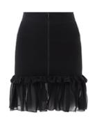 Nensi Dojaka - Ruffled High-rise Jersey Skirt - Womens - Black