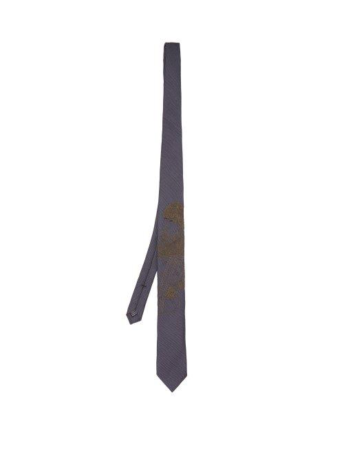 Matchesfashion.com Title Of Work - Embroidered Silk Piqu Tie - Mens - Grey