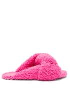 Balenciaga - Drapy Knotted Faux-shearling Sandals - Womens - Pink
